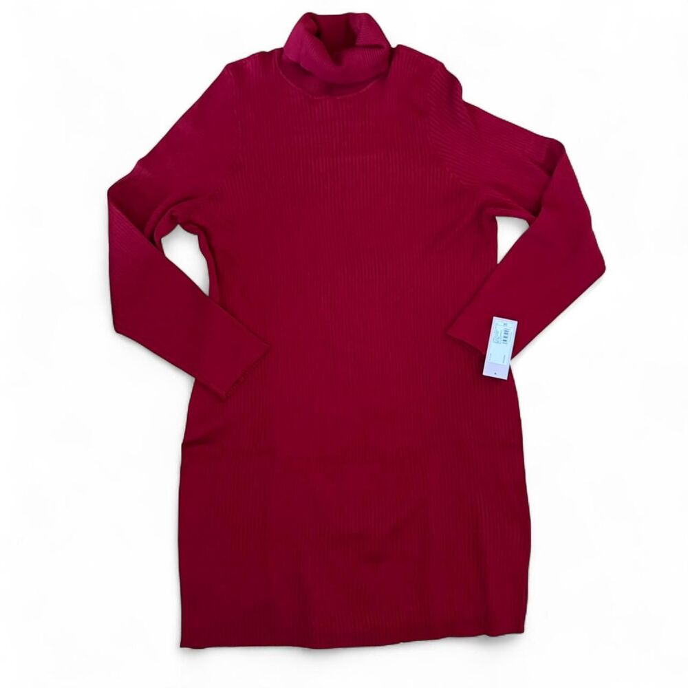 Wild Fable Ribbed Sweater Dress Size 3X Red Turtleneck Form Fitting Holiday